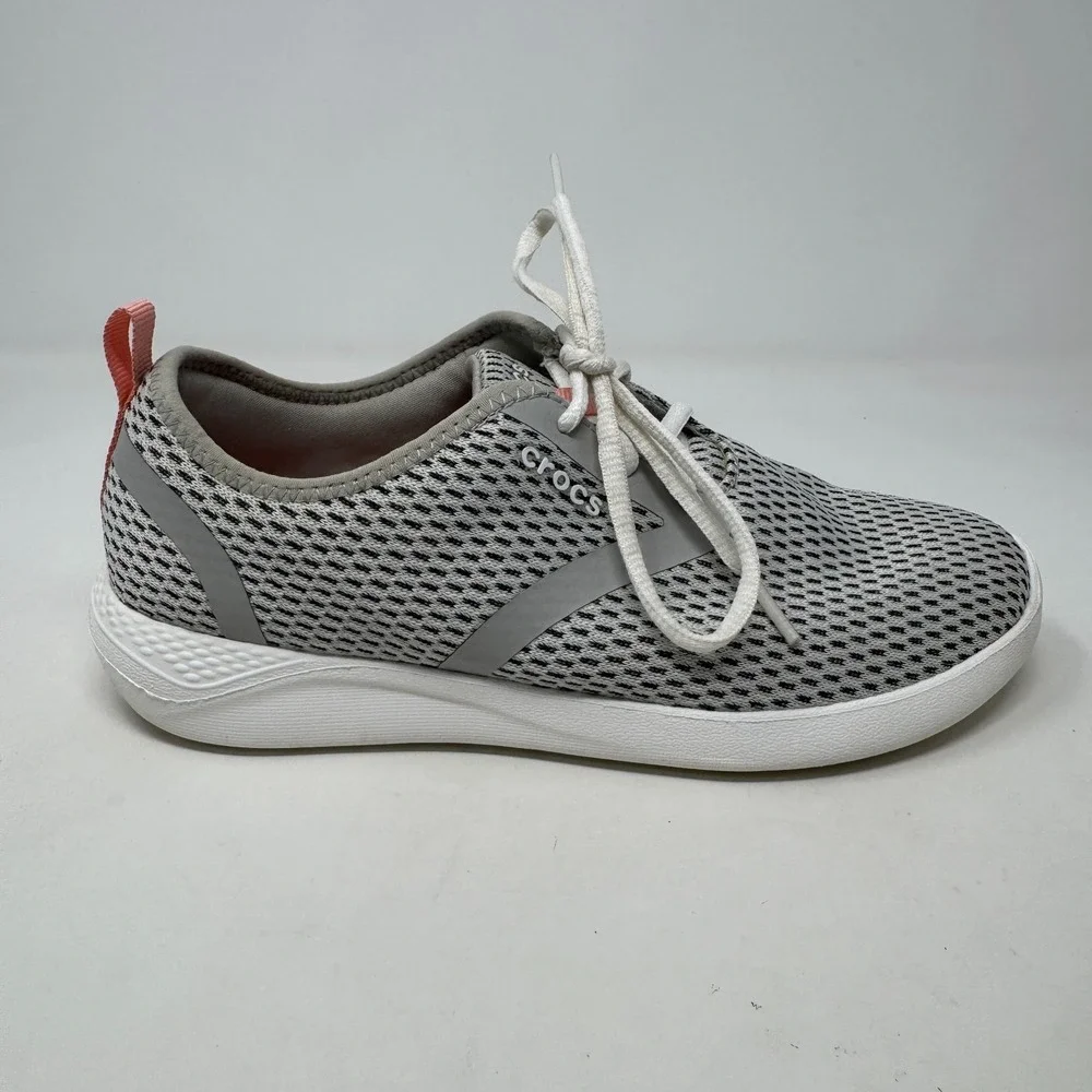 Crocs Literide Comfort Shoes Walking Mesh Sneaker Breathable Gray Women's Size 6